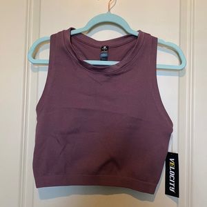 Plum cropped workout top